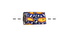 African Trade Bead (orange w/ blue) Tube 13-18x9-10mm