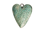 Earthenwood Studio Ceramic Aqua Crackle Heart 23x32mm
