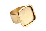 Nunn Design Antique Gold (plated) Large Square Frame Adjustable Ring 18mm