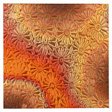 Lillypilly Flamed Raised Flower Embossed Patina Copper Sheet 3"x3", 36 gauge