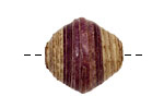 African Paper (eggplant, beige) Bicone 25x22-23mm