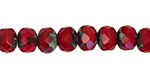 Czech Glass Siam Ruby Picasso Fire Polished Rondelle 6x9mm