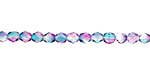 Czech Fire Polished Glass Dual Coated Pink/Blue Round 4mm