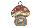 Gaea Ceramic Hand Painted Red, White & Blue Magic Mushroom 25-26x23-24mm