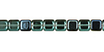 Czech Glass Teal w/ Blue Iris 1/2 Coat Square 6mm