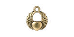 TierraCast Antique Brass (plated) Winged Heart Charm 15x17mm