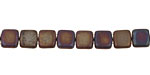 Czech Glass Matte Iris Blue 2-Hole Tile 6mm