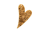 Stampt Antique Gold (plated) Floral Embossed Heart 17x25mm