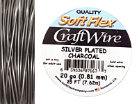 Soft Flex Silver Plated Charcoal Craft Wire 20 gauge, 25 ft