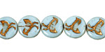 Czech Glass Sky Blue Coin w/ Bird 11mm