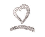 TierraCast Rhodium (plated) Hammertone Heart Toggle Clasp 21x18mm, 27mm bar