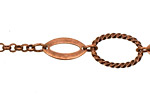Antique Copper (plated) Roped Oval & Horse Eye w/ Rollo Chain