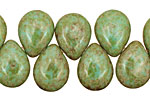 Czech Glass Opaque Turquoise Picasso Teardrop 12x16mm