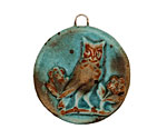 Kylie Parry Ceramic Rustic Aqua Owl in Garden Pendant 30mm