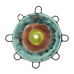 Jangles Ceramic Turquoise, Pink, Chartreuse Pinwheel 43-44mm