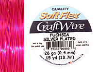 Soft Flex Silver Plated Fuchsia Craft Wire 26 gauge, 15 yards