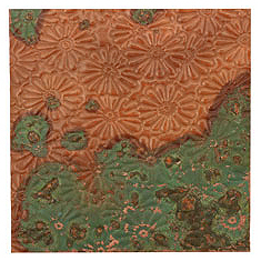 Lillypilly Verde Raised Flower Embossed Patina Copper Sheet 3"x3", 36 gauge