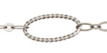 Antique Silver (plated) Roped Oval & Ring w/ Flat Horse Eye Chain