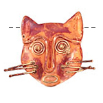 Patricia Healey Copper Cat Face Pendant 44x38mm