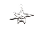 Silver (plated) Stylized Star Toggle Clasp 24x20mm, 29mm bar
