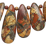 Red Creek Jasper w/ Pyrite Teardrop Pendant Set 15-16x24-43mm