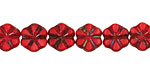 Czech Glass Red Picasso 6 Petal Daisy 9mm