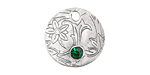 Nunn Design Antique Silver (plated) Decorative Small Circle Tag w/ Emerald Crystal 20mm