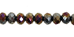 Metallic Peacock Hematite Crystal Faceted Rondelle 8mm