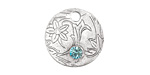 Nunn Design Antique Silver (plated) Deocrative Small Circle Tag w/ Aqua Crystal 20mm