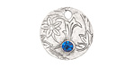 Nunn Design Antique Silver (plated) Decorative Small Circle Tag w/ Sapphire Crystal 20mm