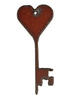 The Lipstick Ranch Rusted Iron Heart Key Pendant 25x60mm