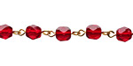 Czech Fire Polished Garnet Faceted Round Gold (plated) Bead Chain