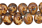 Czech Glass Opaque Light Beige Picasso Teardrop 12x16mm