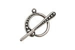 Antique Silver (plated) Graduated Dots Toggle Clasp 20x17mm, 30mm bar