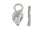 Silver (plated) Simple Leaf Toggle Clasp 26x13mm, 23mm bar