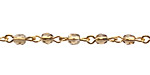 Czech Fire Polished Smoky Topaz Faceted Oval Gold (plated) Bead Chain