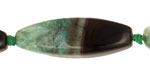 Black & Apple Green Agate 4 Sided Rice 40x14mm