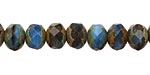Czech Glass Blueberry Muffin Picasso Fire Polished Rondelle 6x9mm