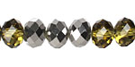 Chartreuse & Pewter Crystal Faceted Rondelle 8mm