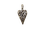 Green Girl Pewter Flower Heart Pendant 12x26mm