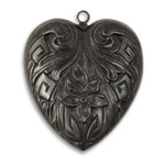 Vintaj Arte Metal Violet Garden Heart Pendant 36x43mm