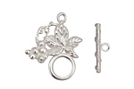 Silver (plated) Grape Vine Toggle Clasp 27x24mm, 20mm bar