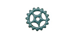 C-Koop Enameled Metal Peacock Blue Small Sectioned Gear 16mm