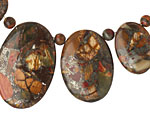 Red Creek Jasper w/ Pyrite Flat Oval Pendant Set 13-20x18-30mm