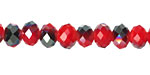 Iris Coral Red Crystal Faceted Rondelle 6mm