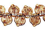 Czech Glass Luster Crystal Picasso Curved Leaf 12x14mm