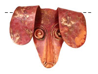 Patricia Healey Copper Dog Face Pendant 53x43mm