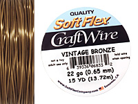 Soft Flex Vintage Bronze Craft Wire 22 gauge, 15 yards