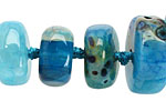 Sky Blue Line Agate Chunky Graduated Rondelle 7-15x12-24mm