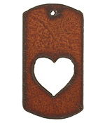 The Lipstick Ranch Rusted Iron Heart Dog Tag Pendant 30x55mm